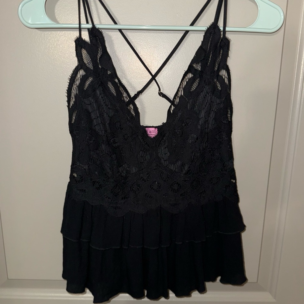 Francesca's Collections Black Lace Tank Top